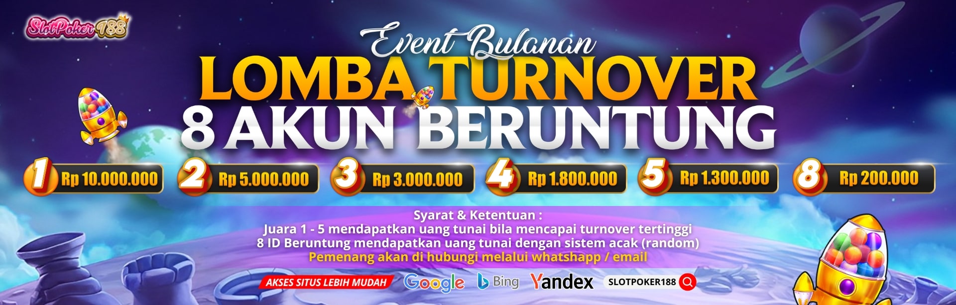 Pemenang event TO bulanan slotpoker188