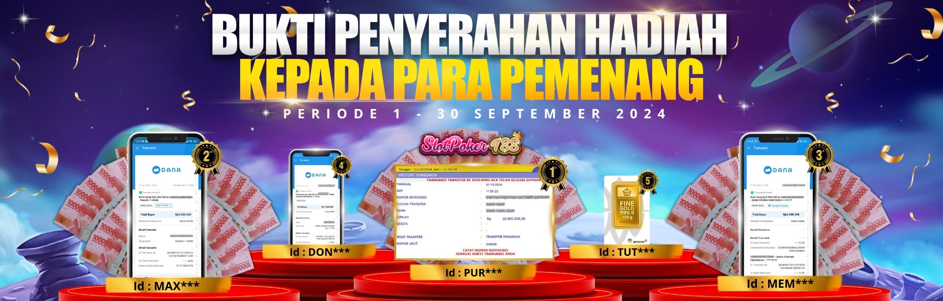 Pemenang event TO bulanan slotpoker188